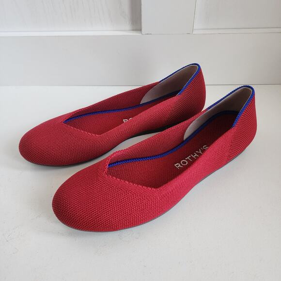 Rothy's Scooter Red The Flats Comfort Ballet Shoes Round Toe Women's Size 5 - Picture 1 of 11